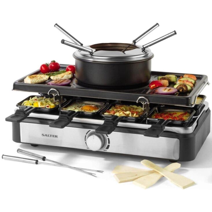 Best Fondue Pot, Salter Electric 8-Piece 2 In 1 Non-Stick Raclette Grill and Fondue Set Best Fondue Pot, Salter Electric 8-Piece 2 In 1 Non-Stick Raclette Grill and Fondue Set