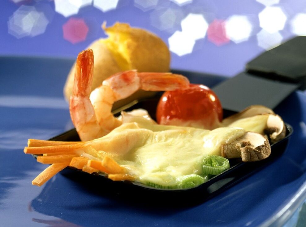 Shrimp Shrimp raclette dish