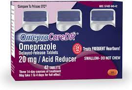OmepraCareDR 42 Count Tablets Omeprazole 20mg Acid Reducer for Heartburn Raclette Pills for Digestion